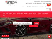 Tablet Screenshot of gatewaytoyota.ca